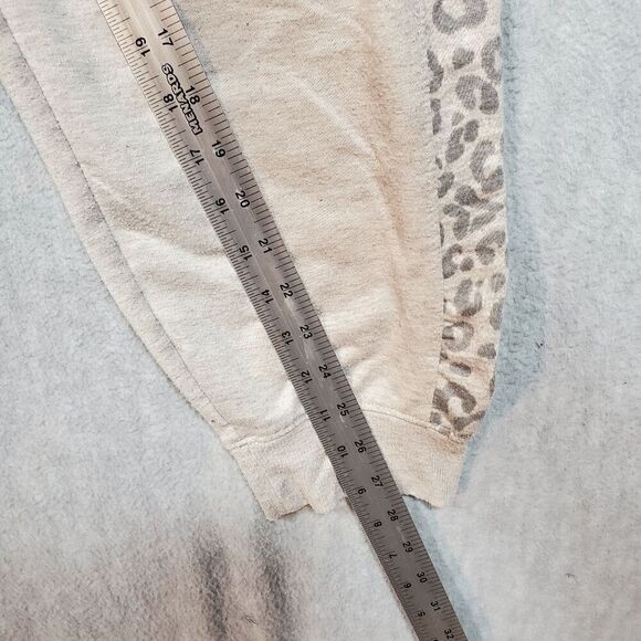 Splendid PJ Set Womens Large Tan Leopard Print Terry Knit Round Neck Pullover - Picture 8 of 11